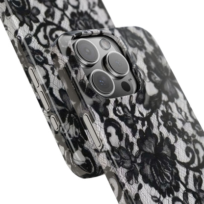 Elegant Floral Lace Slim Phone Cases, Stylish Accessories for Her, Chic Gift for Birthdays, Weddings, Fashionable Tech Gear