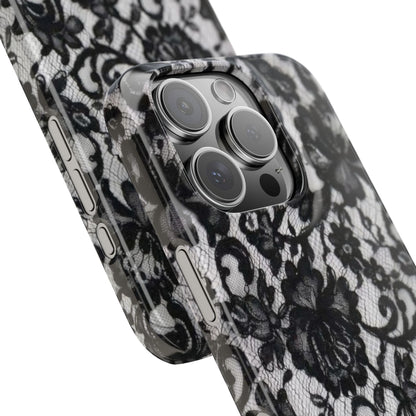 Elegant Floral Lace Slim Phone Cases, Stylish Accessories for Her, Chic Gift for Birthdays, Weddings, Fashionable Tech Gear